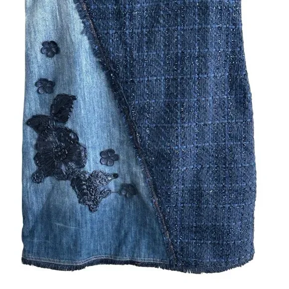 Desigual Achilles Denim and Tweed blue Patchwork Sheath Dress Size 38 - Picture 6 of 12